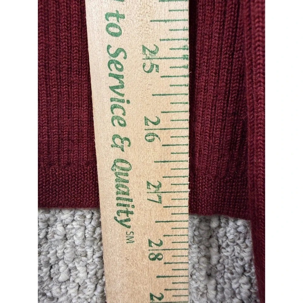 Jantzen Vintage V-Neck Sweater XL Burgundy 100% Wool Ribbed Knit 90s Y2K Maroon